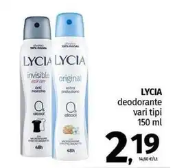 Pam LYCIA deodorante vari tipi offerta