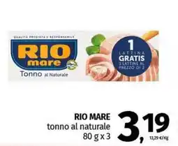 Pam RIO MARE tonno al naturale offerta