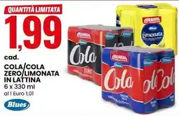 Eurospin Cola/cola zero limonata in lattina Blues offerta