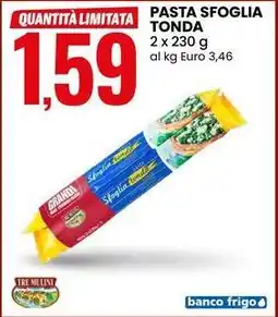 Eurospin Pasta sfoglia tonda TRE MULINI offerta