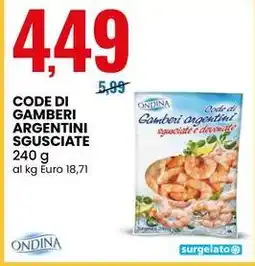 Eurospin Code di gamberi argentini sgusciate ONDINA offerta