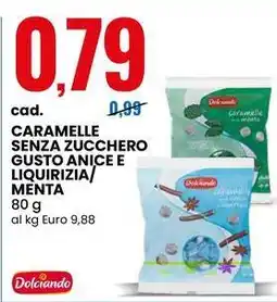 Eurospin Caramelle senza zucchero gusto anice e liquirizia/ menta Dolciando offerta