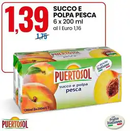 Eurospin Succo e polpa pesca PUERTOSOL offerta