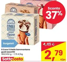 Eurospar 6 Cono 5 Stelle Sammontana gusti assortiti offerta