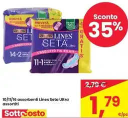 Eurospar 10/11/16 assorbenti Lines Seta Ultra assortiti offerta