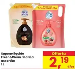 Eurospar Sapone liquido Fresh&Clean ricarica assortito offerta