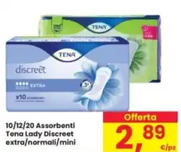 Eurospar 10/12/20 Assorbenti Tena Lady Discreet extra/normali/mini offerta