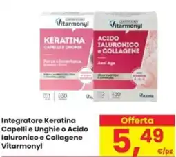 Integratore Keratina Capelli e Unghie o Acido laluronico e Collagene Vitarmonyl