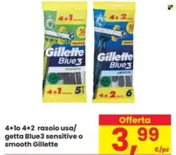 Eurospar Rasoio usa/ getta blue3 sensitive o smooth gillette offerta