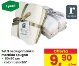 Eurospar r RUBIN Set 3 asciugamani in morbida spugna offerta