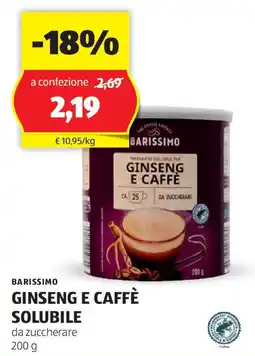 ALDI Barissimo ginseng e caffè solubile offerta