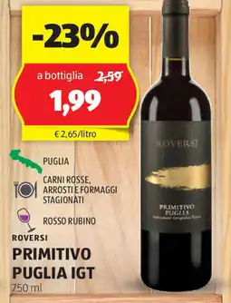 ALDI Roversi primitivo puglia IGT offerta