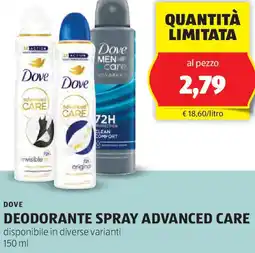 ALDI Dove deodorante spray advanced care offerta