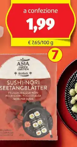 ALDI Asia green garden alga nori in fogli offerta