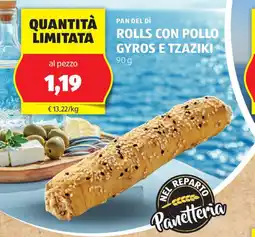 ALDI Pan del dì rolls con pollo gyros e tzaziki offerta
