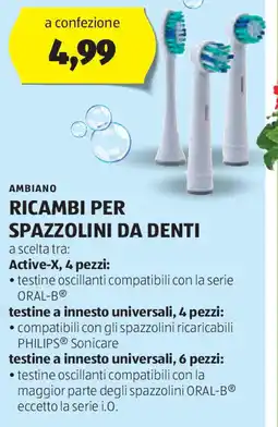 ALDI Ambiano ricambi per spazzolini da denti offerta