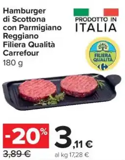 Carrefour Express Hamburger di Scottona con Parmigiano Reggiano Filiera Qualità Carrefour offerta