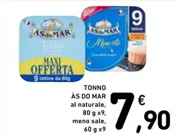 Spazio Conad Tonno às do mar al naturale, meno sale, offerta