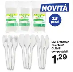 In'S Mercato 25 Forchette/ Cucchiai/ Coltelli compostabili offerta