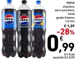Spazio Conad Pepsi classica, zero zucchero, twist gusto limone, offerta