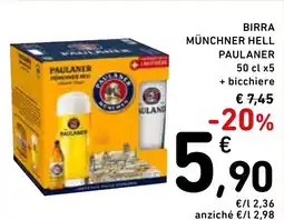 Spazio Conad Birra münchner hell paulaner + bicchiere offerta