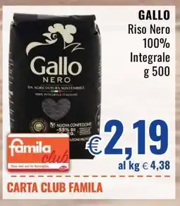 Famila Gallo Riso Nero 100% Integrale g 500 offerta