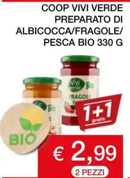 Coop COOP VIVI VERDE PREPARATO DI ALBICOCCA/FRAGOLE/PESCA BIO 330 G offerta