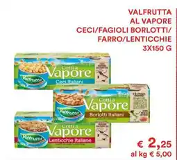 Coop VALFRUTTA AL VAPORE CECI/FAGIOLI BORLOTTI/FARRO/LENTICCHIE 3X150 G offerta