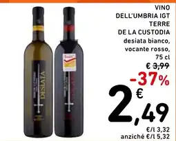 Spazio Conad Vino dell'umbria igt terre de la custodia desiata bianco, vocante rosso, offerta