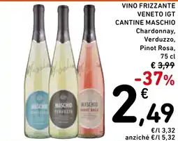 Spazio Conad Vino frizzante veneto igt cantine maschio chardonnay, verduzzo, pinot rosa, offerta