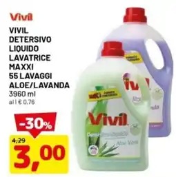DPiù Vivil detersivo liquido lavatrice maxxi aloe/lavanda offerta