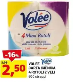 DPiù Volée carta igienica 4 rotoli 2 veli offerta