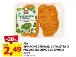 DPiù Aia spinacine originali cotoletta di pollo e tacchino con spinaci offerta
