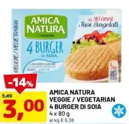 DPiù Amica natura veggie/vegetarian 4 burger di soia offerta