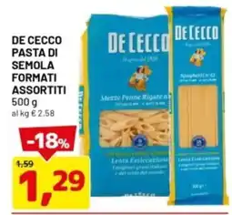 DPiù De cecco pasta di semola formati assortiti offerta
