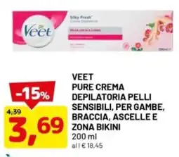 DPiù Veet pure crema depilatoria pelli sensibili, per gambe, braccia, ascelle e zona bikini offerta