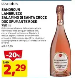 DPiù Sandroun lambrusco salamino di santa croce doc spumante rose offerta