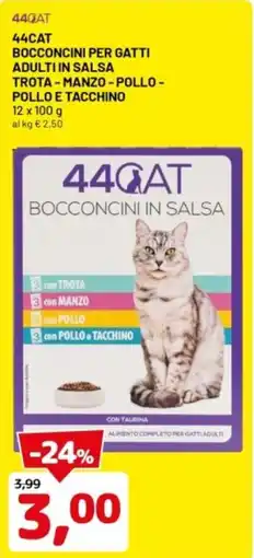 DPiù 44cat bocconcini per gatti adulti in salsa trota - manzo - pollo - pollo e tacchino offerta