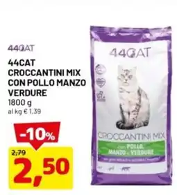 DPiù 44cat croccantini mix con pollo manzo verdure offerta