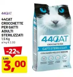 DPiù 44cat crocchette per gatti adulti sterilizzati offerta