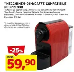DPiù Necchi nem-01 m/caffe' compatibile nespresso offerta