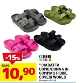 DPiù Coveri world ciabatta uomo/donna in gomma 2 fibbie coveri world offerta