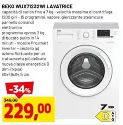 DPiù Beko WUX71232WI lavatrice offerta