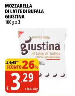 Tigros Mozzarella di latte di bufala GIUSTINA offerta