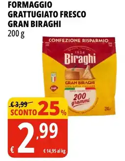 Tigros Formaggio grattugiato fresco GRAN BIRAGHI offerta