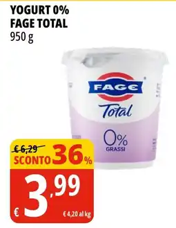 Tigros Yogurt 0% fage TOTAL offerta