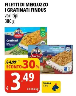 Tigros Filetti di merluzzo i gratinati FINDUS offerta