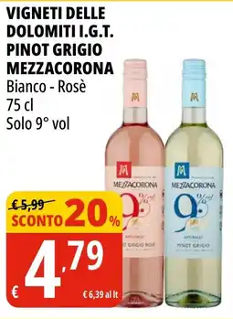 Tigros Vigneti delle dolomiti i.g.t. pinot grigio MEZZACORONA offerta
