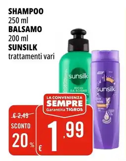 Tigros Shampoo balsamo SUNSILK offerta