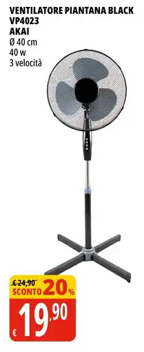 Tigros Ventilatore piantana black VP4023 AKAI offerta